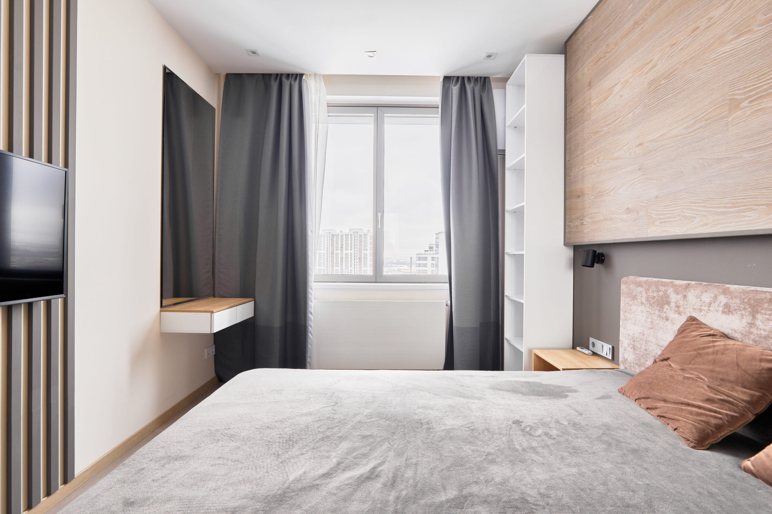 Compact bedroom bed idea for Century City apartment living